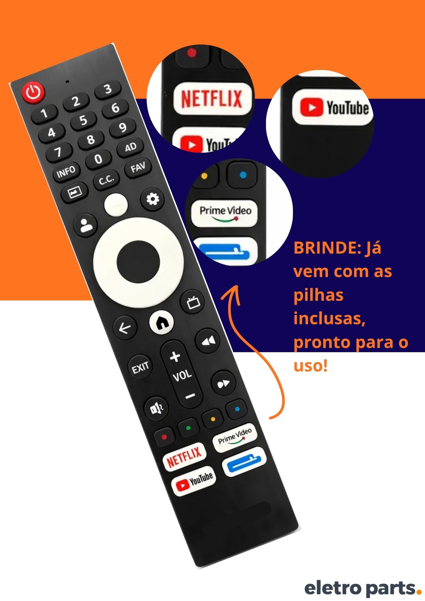 Controle Remoto TV Philco Smart s/ Comando de Voz - Imagem 3