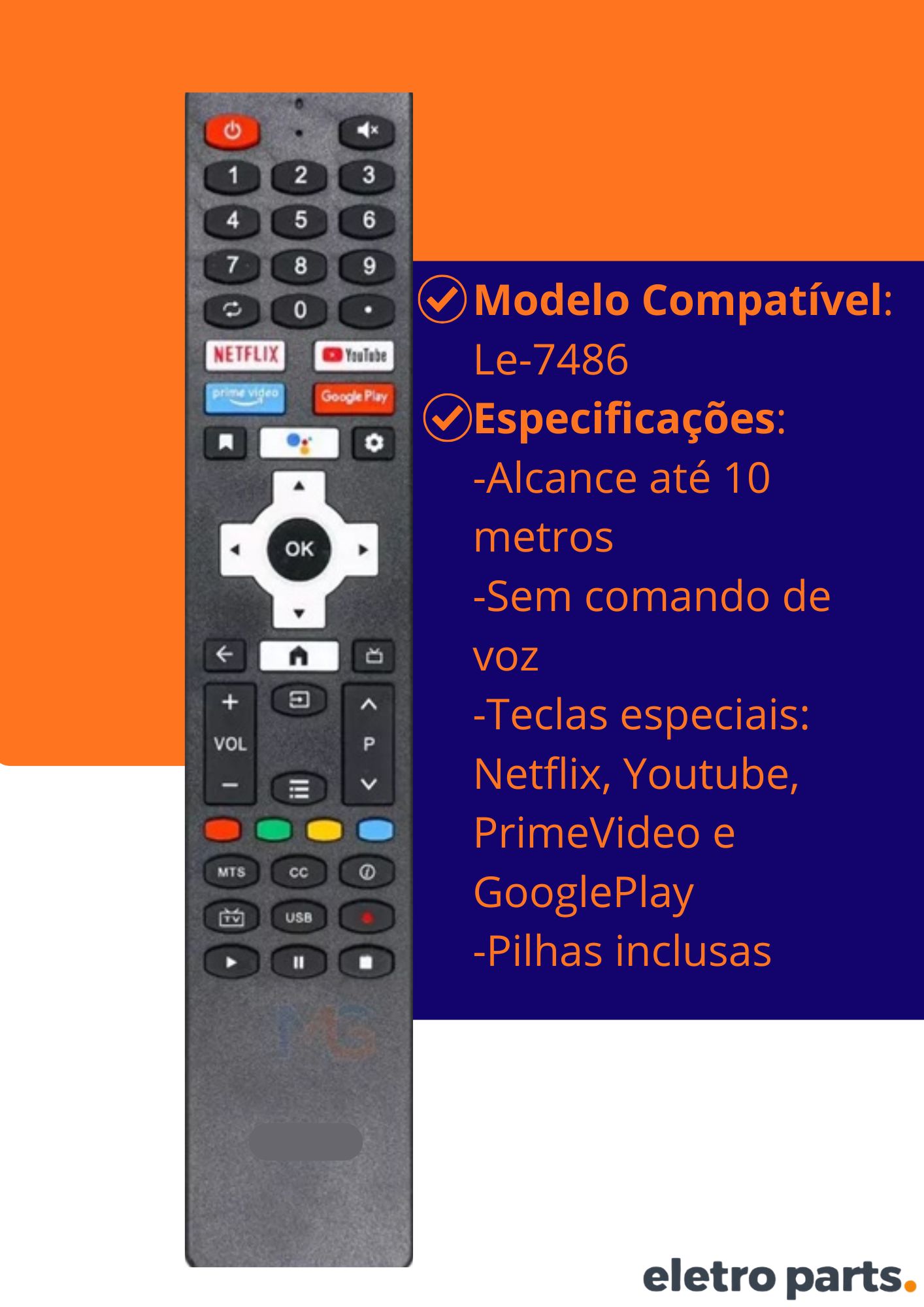 Controle Remoto Compatível TV Philco LE-7486 - Imagem 2