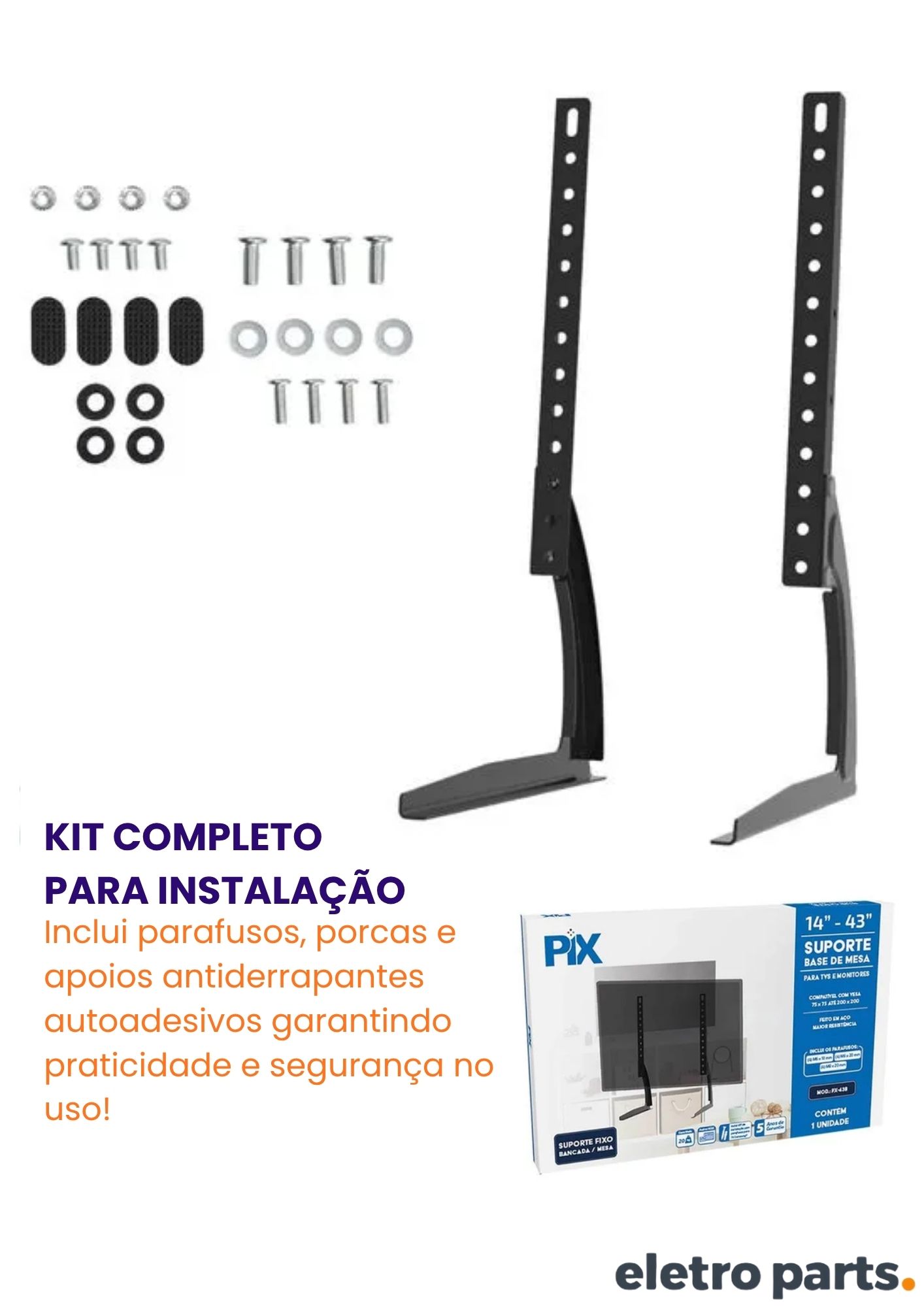 Suporte Base de Mesa para TV/Monitor 14″ a 43″ – Substitui o Pé Original - Imagem 3