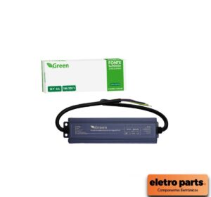 Fonte Blindada Prova D'água 12V x 5A - 60W P/ Leds - Cftv Bivolt - GREEN