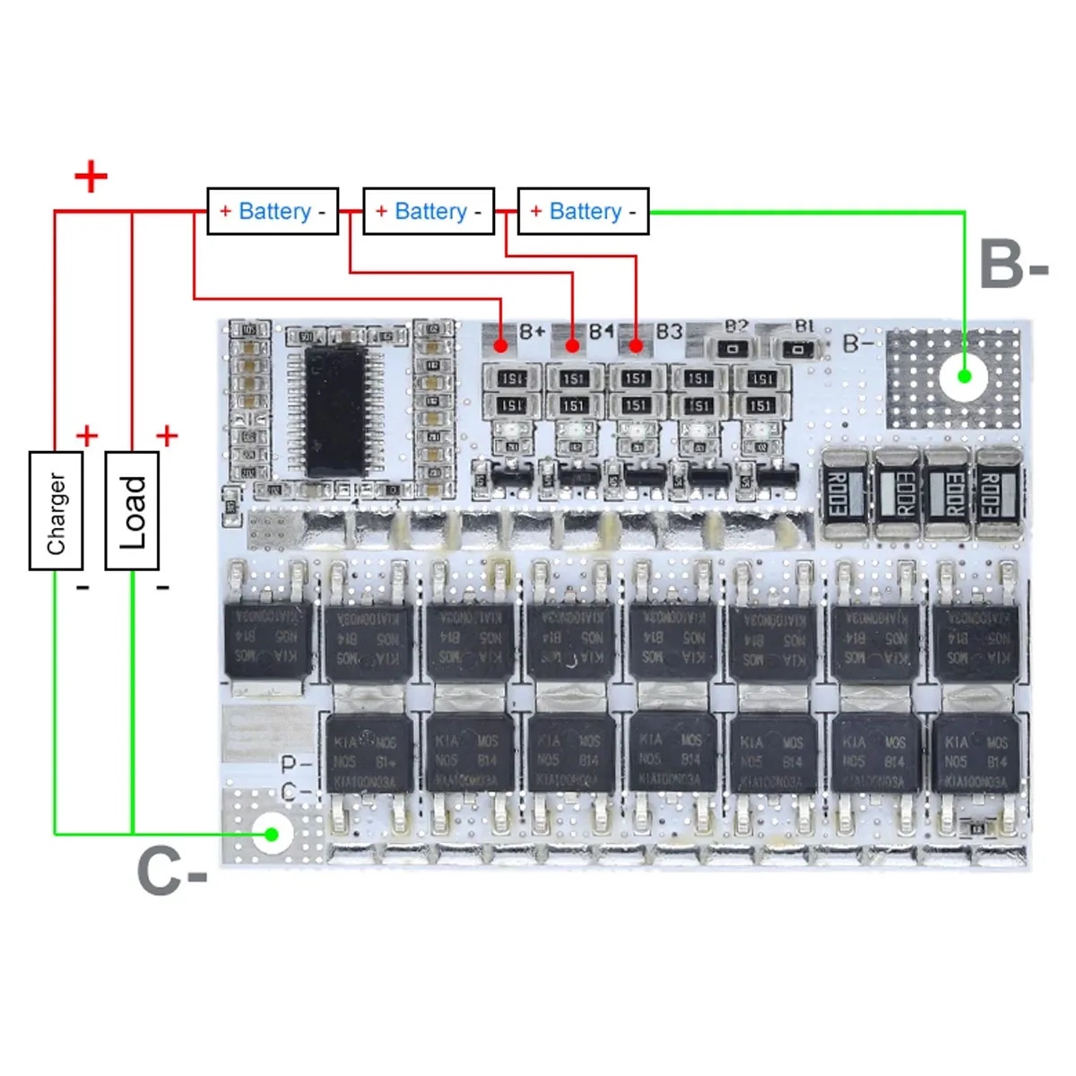 Placa de Proteção BMS 3S 100A p/ Baterias 18650 - 12.6V - Imagem 2