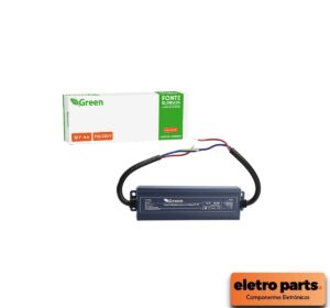 Fonte Blindada Prova D'água 12V x 4A - 45W P/ Leds - Cftv Bivolt - GREEN