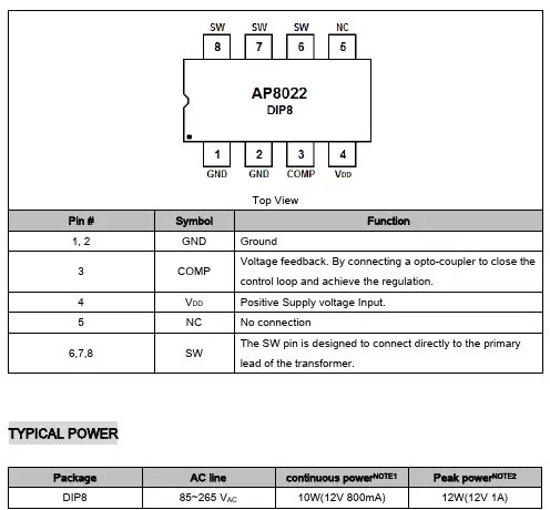 Circuito Integrado AP8022H - Formato Dip 8 - Imagem 3