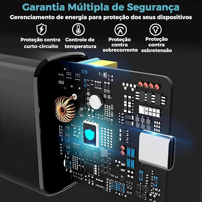 Carregador USB A / USB Tipo C + Cabo Lightning 45W - LEHMOX - Imagem 4