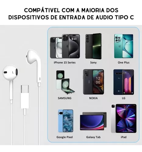 Fone de Ouvido Conector Tipo C - ELETROMEX - Imagem 4