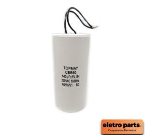 Capacitor Partida 140uF x 250VCA - CBB60 / 2 Fios - Capacitor Permanente