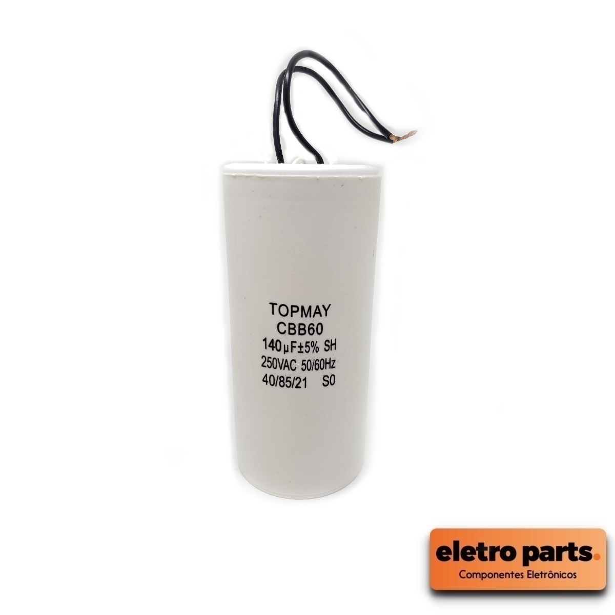 Capacitor Partida 140uF x 250VCA - CBB60 / 2 Fios - Capacitor Permanente