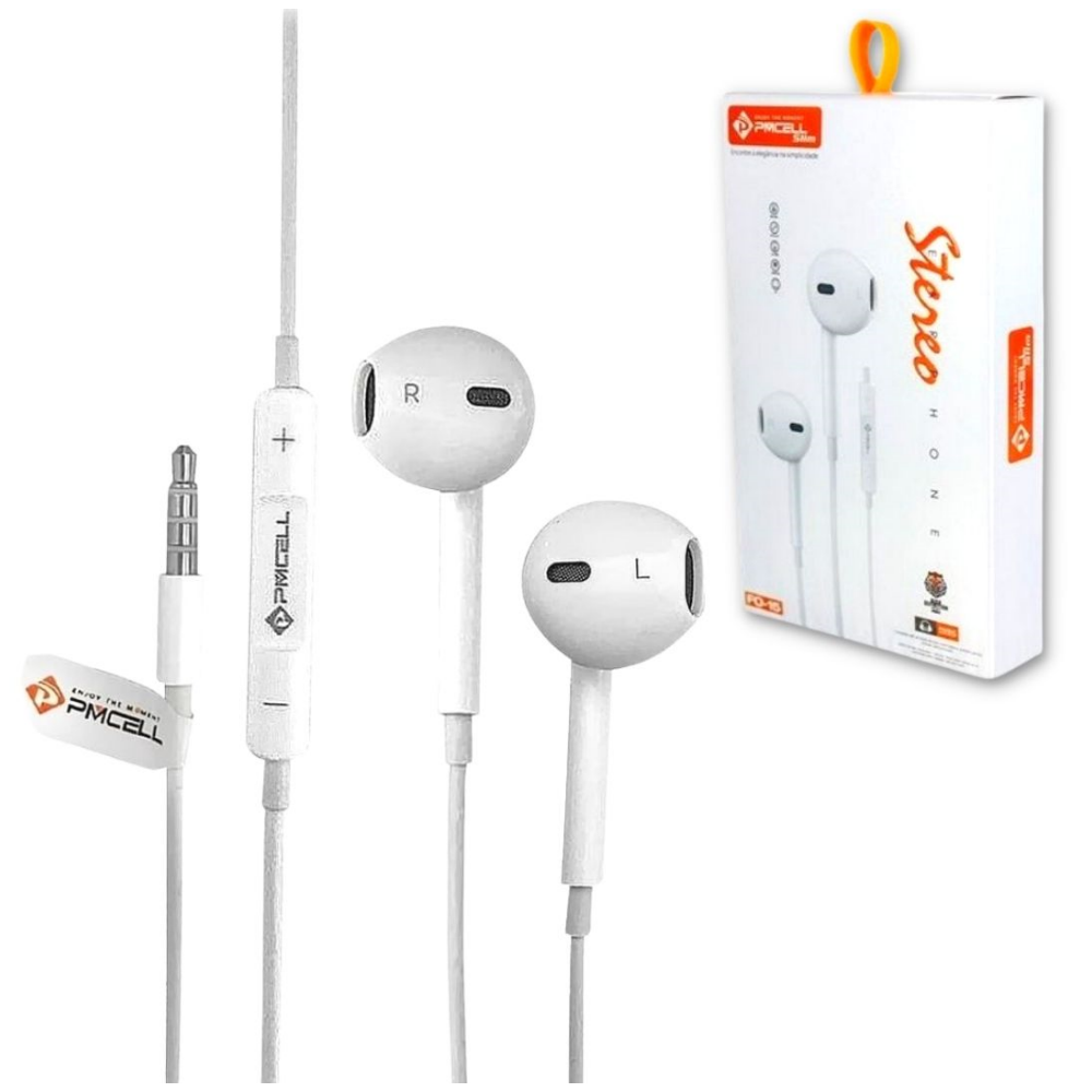 Fone De Ouvido Branco com Microfone PMCELL FO-15 - Slim - Imagem 6
