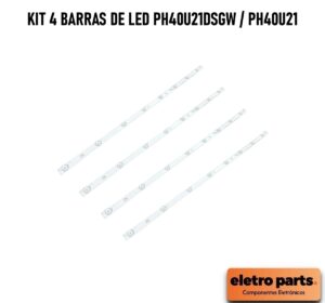 Barra Philco 40" Ph40u21dsgw - Kit com 4 Barras De LEDs - 3V