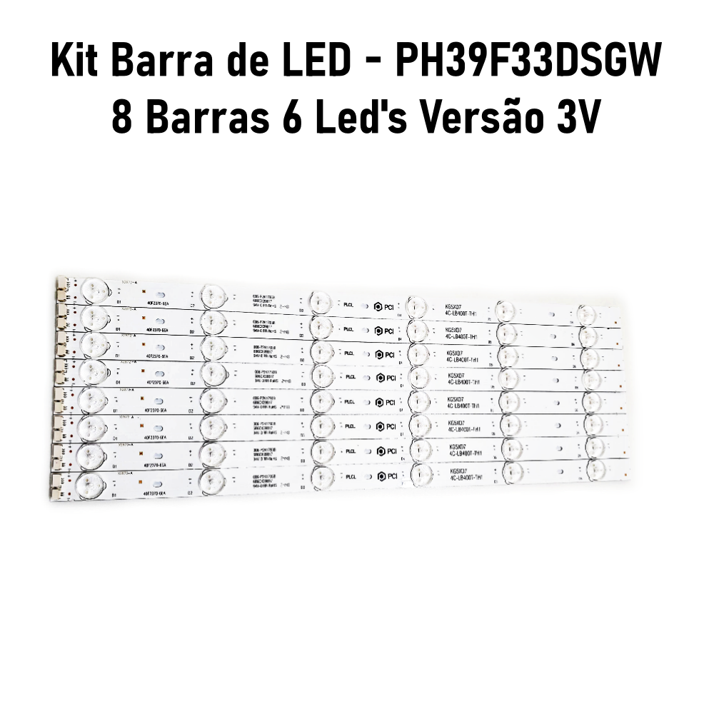 Kit Barra de LED Philco 39" PH39F33DSGW - 8 Barras 6 Led's Versão 3V - Imagem 2