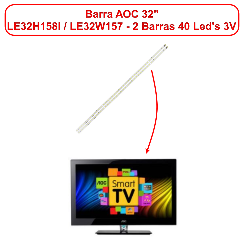 Barra AOC 32" LE32H158I / LE32W157 - 2 Barras 40 Led's 3V - Imagem 4