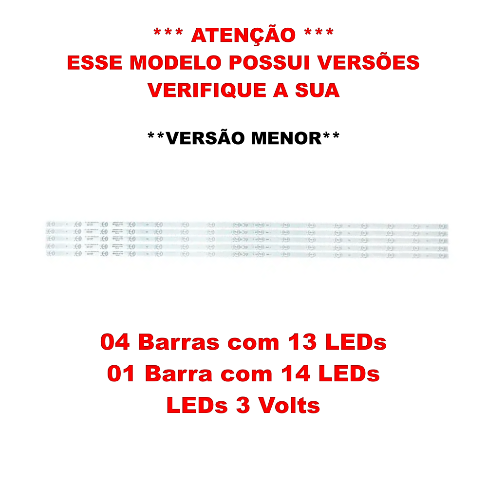 Barra De LED Philco 55" PH55A17DSGWA - Kit 5 Barras - 4 Com 13 e Uma Com 14 Led's - 3V / Versão Menor - Imagem 2