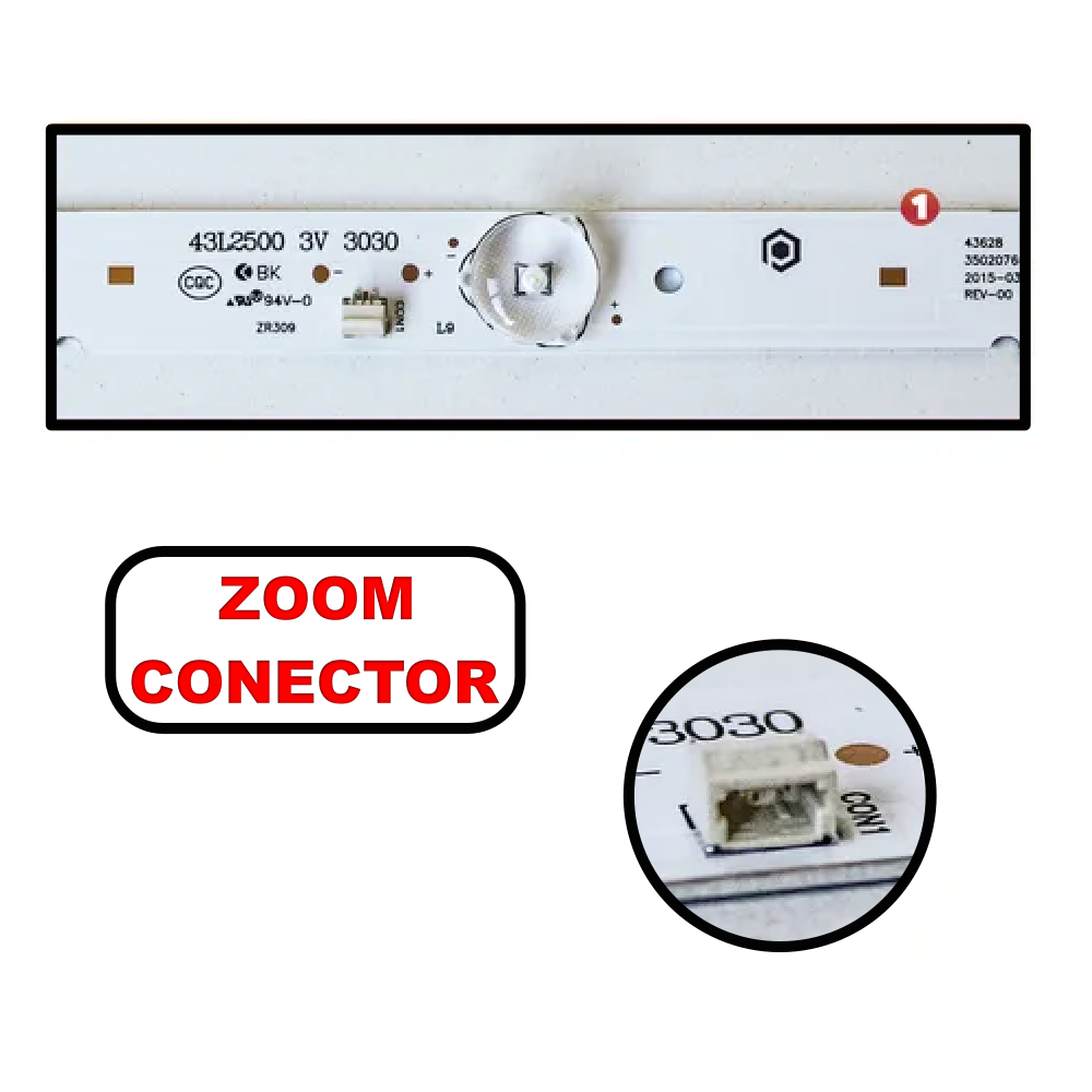 Barra De LED Toshiba / TCL 43" 43L2500 C/ 10 Led - 3V - Imagem 3