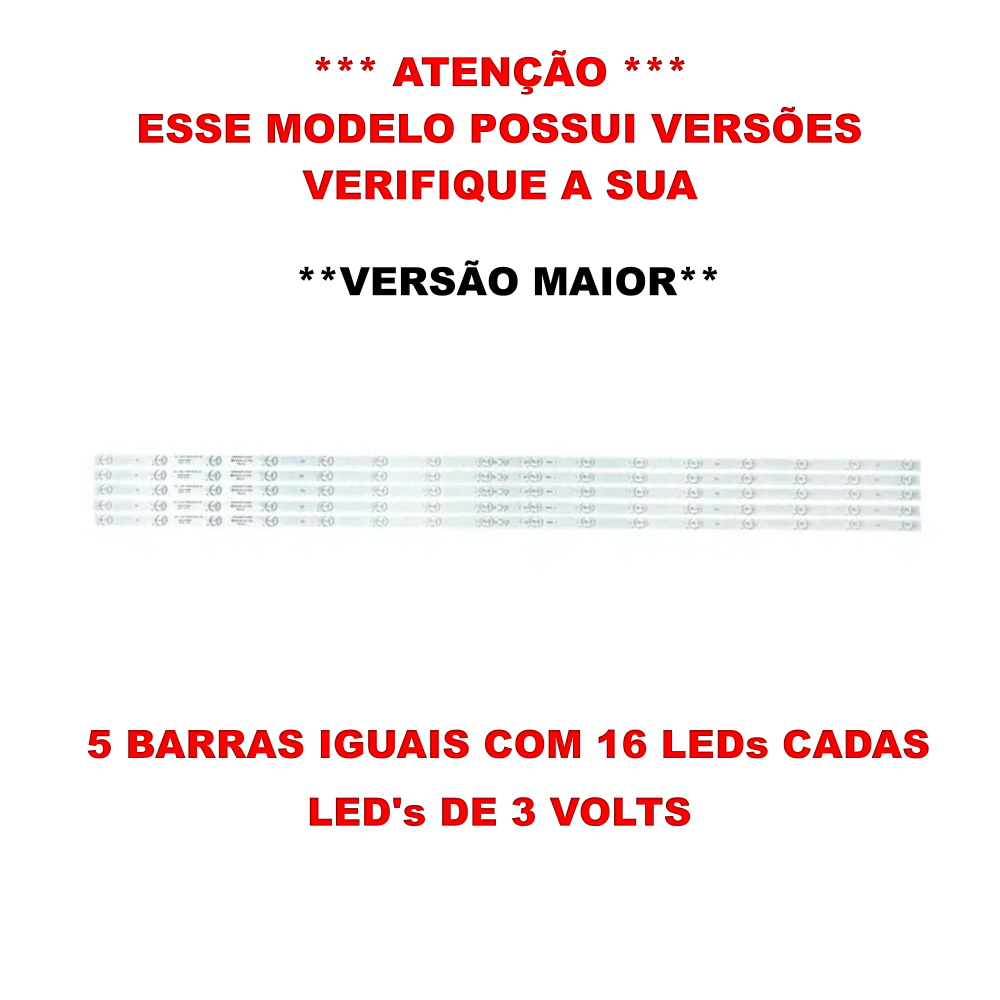 Barra De LED Philco 55" PH55A17DSGWA - Kit 5 Barras / 16 Led's - 3V / Versão Maior - Imagem 2
