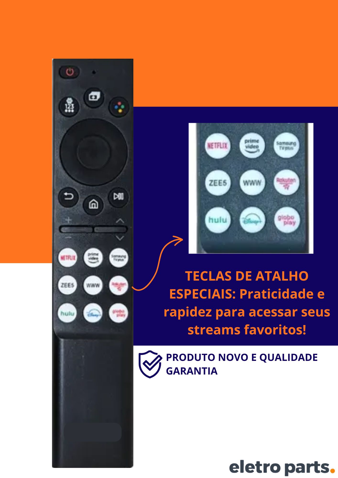 Controle Tv Samsung Smart 4K - Teclas Especiais LE-7621 - Imagem 3