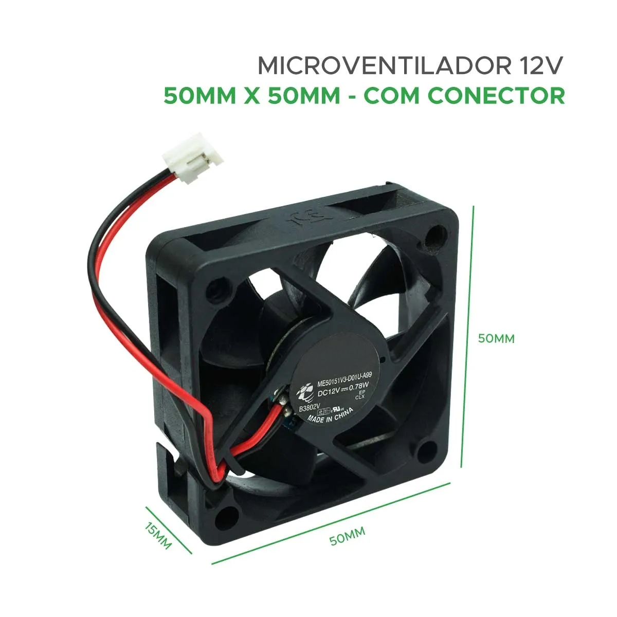 Cooler 50 X 50 X 15mm - 12V - Com Conector - Imagem 2
