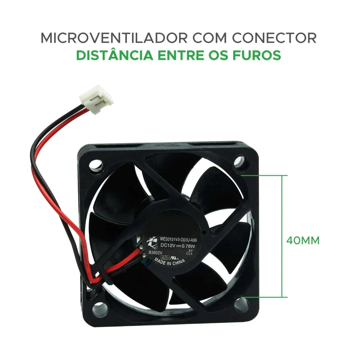 Cooler 50 X 50 X 15mm - 12V - Com Conector - Imagem 3