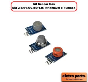 Kit Sensor De Gás MQ-2/3/4/5/6/7/8/9/135 Inflamavel e Fumaça
