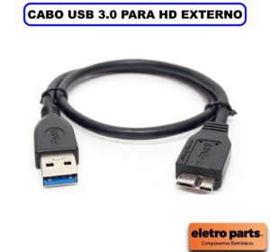 Cabo USB Para HD Externo - USB 3.0 - 40cm