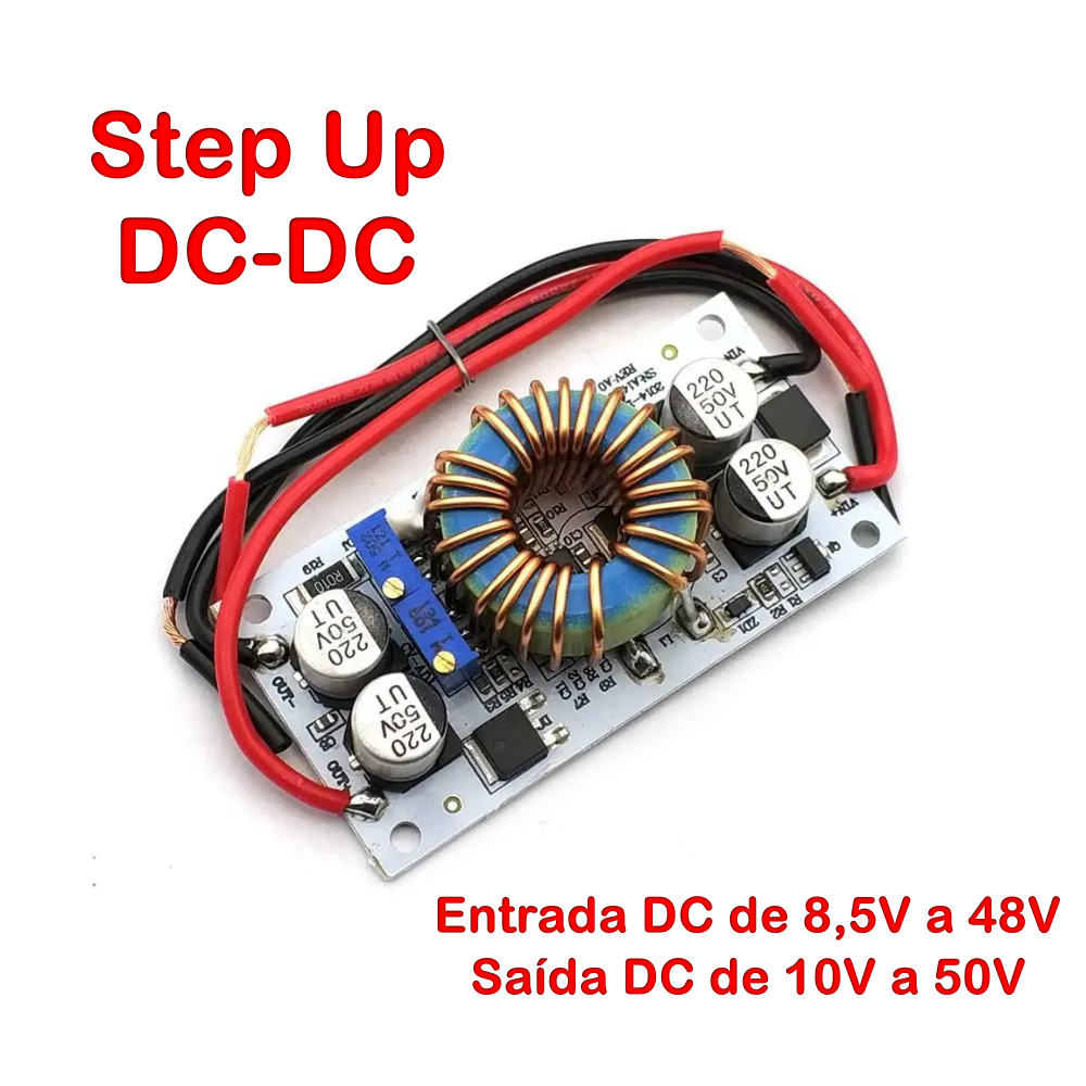 Conversor DC Step-Up Boost 10A 250W – Tensão Ajustável 8V a 50V - Imagem 2