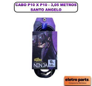 Cabo P10 x P10 - 3,05 Metros p/ Instrumentos - Santo Angelo / Ninja