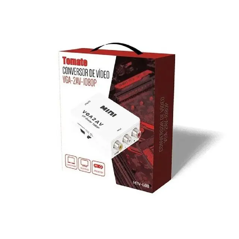 Conversor VGA para AV RCA (Áudio e Vídeo) – Compatível com TVs e Projetores - Imagem 6