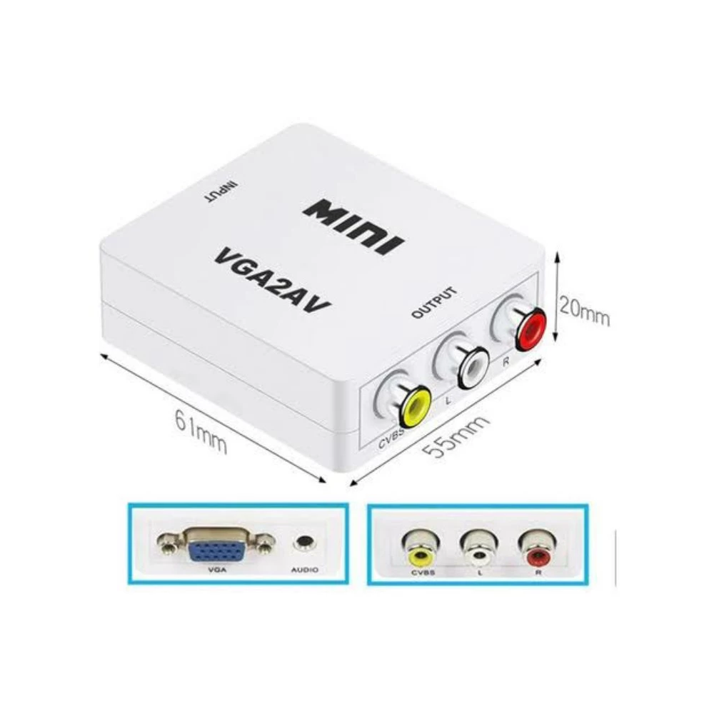 Conversor VGA para AV RCA (Áudio e Vídeo) – Compatível com TVs e Projetores - Imagem 3