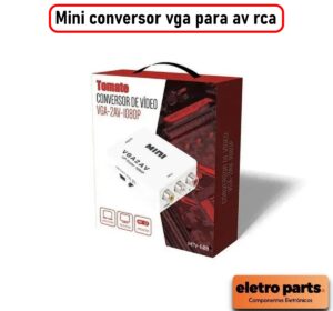 Conversor VGA para AV RCA (Áudio e Vídeo) – Compatível com TVs e Projetores