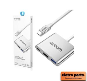 Conversor USB Tipo C Macho Para HDMI / 3 em 1