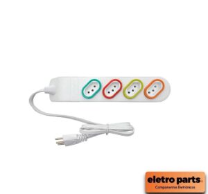 Extensão Elétrica 5M c/ 4 Tomadas 2P + T - DN1848 - Branco