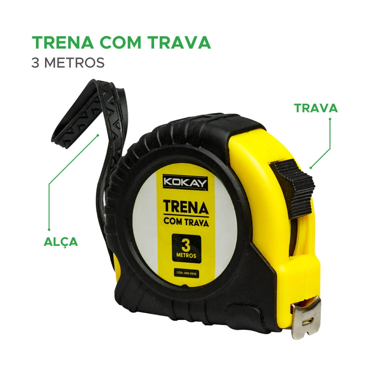 Trena Métrica 3 Metros com Trava – KOKAY - Imagem 3