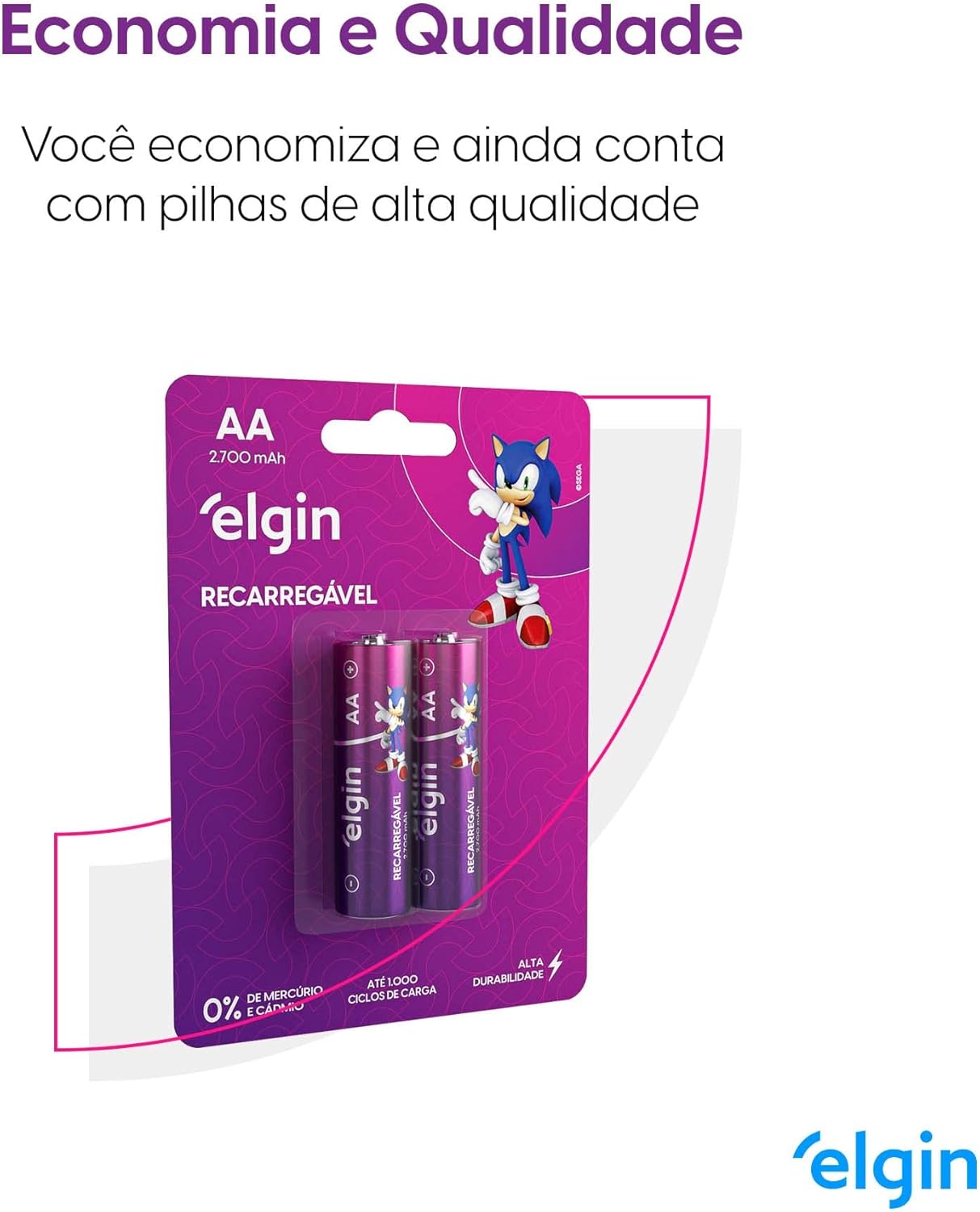 Pilha Recarregável Elgin AA 2700mAh – Cartela Com Duas - Imagem 6