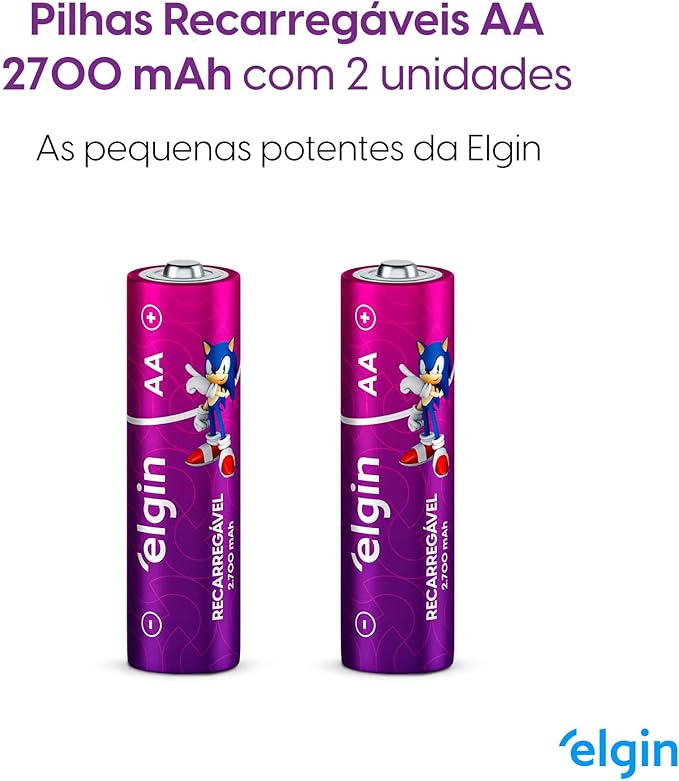 Pilha Recarregável Elgin AA 2700mAh – Cartela Com Duas - Imagem 2