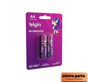 Pilha Recarregável Elgin AA 2700mAh – Cartela Com Duas