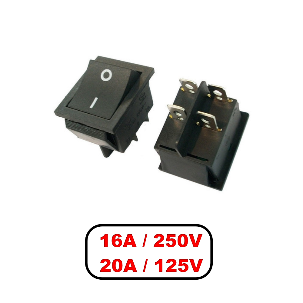 Chave Gangorra KCD4 - 4 Terminais - Preta - 16A / 250V - Imagem 2