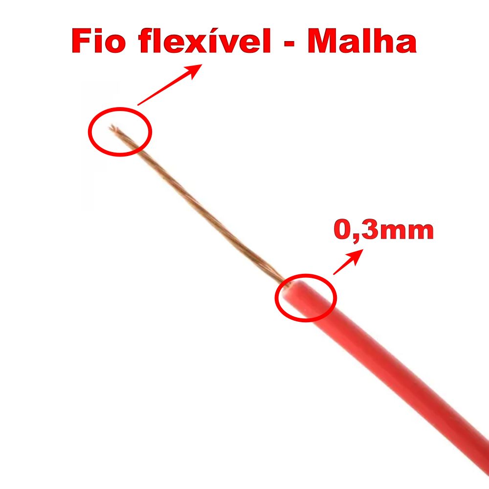 Fio / Cabo Flexível 0,30mm - Vermelho - Venda Por Metro - Imagem 2