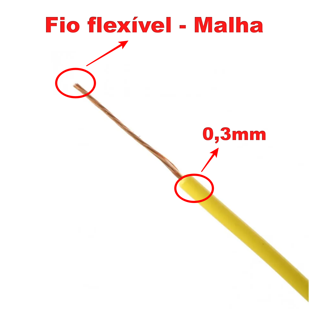 Fio / Cabo Flexível 0,30mm – Amarelo – Venda Por Metro - Imagem 2