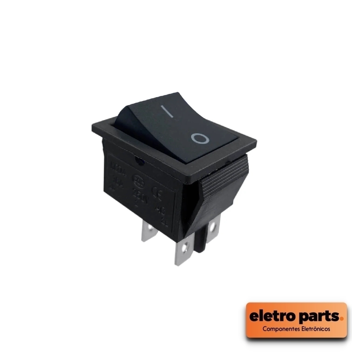 Chave Gangorra KCD4 - 4 Terminais - Preta - 16A / 250V