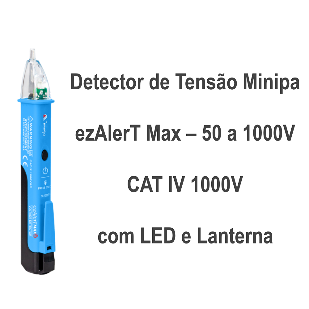 Detector de Tensão Minipa ezAlerT Max – 50 a 1000V | CAT IV 1000V - Imagem 5