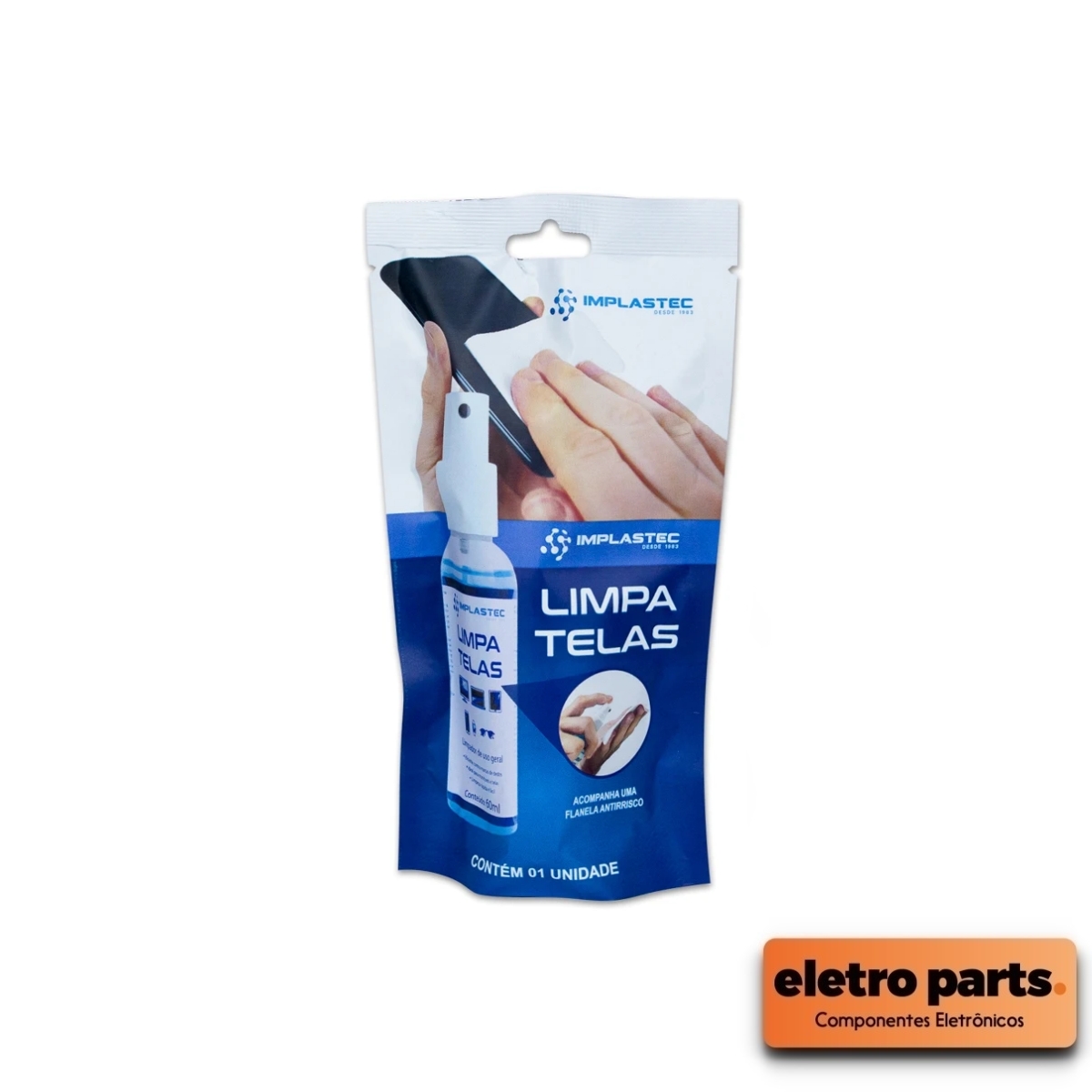 Limpa Telas 60ml c/ Flanela Anti-Risco - Implastec