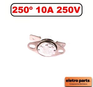 Termostato Cerâmico 250º / 10A 250V Fechado / KSD302 – Terminais Reto