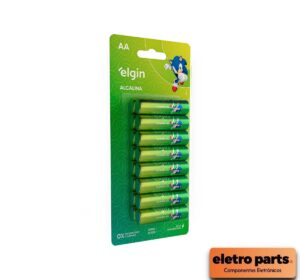 Pilha Alcalina AA Elgin 1.5V – Cartela com 16 Unidades