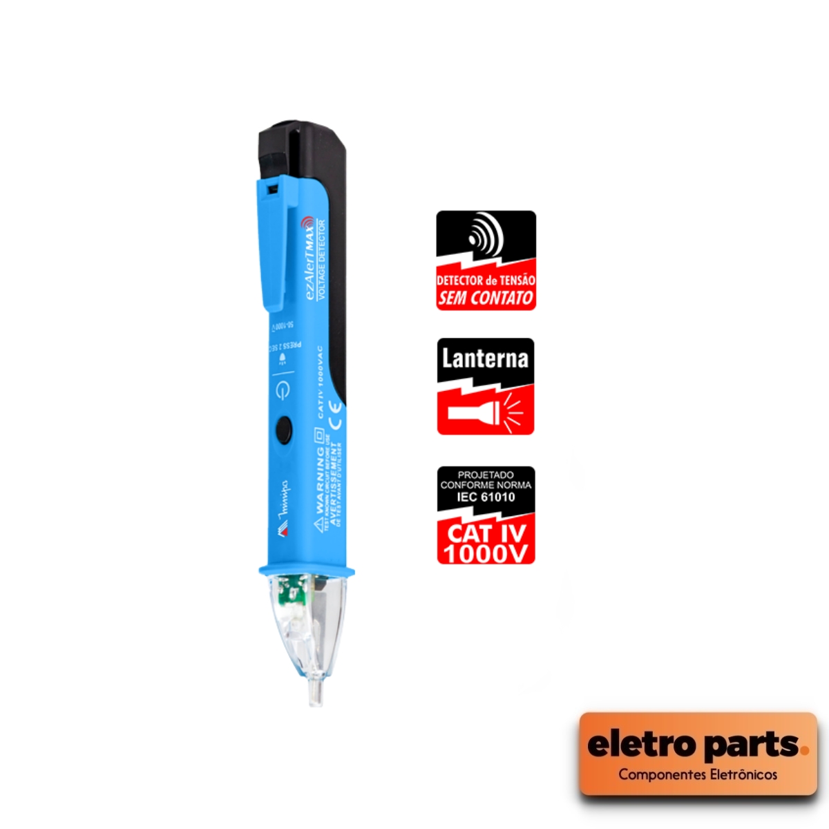 Detector de Tensão Minipa ezAlerT Max – 50 a 1000V | CAT IV 1000V