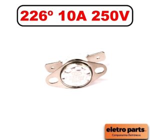 Termostato Cerâmico 226º / 10A 250V Fechado / KSD302 – Terminal Reto