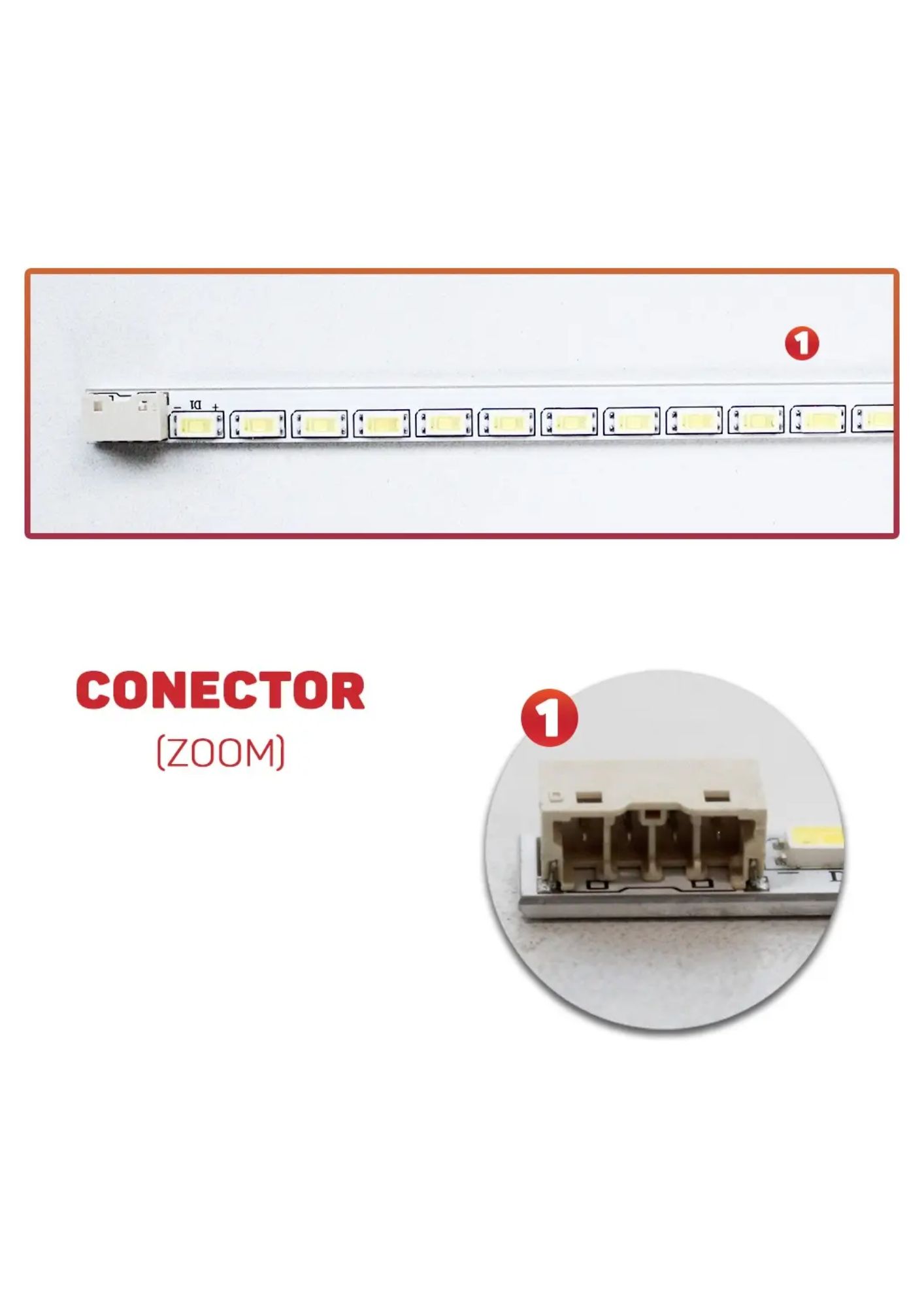 Barra LED LG 47" 47LE5300 / 47LE4600 / 47LE5500 / 47LX6500 - 4 Barras 66 Led's 3V - Imagem 2