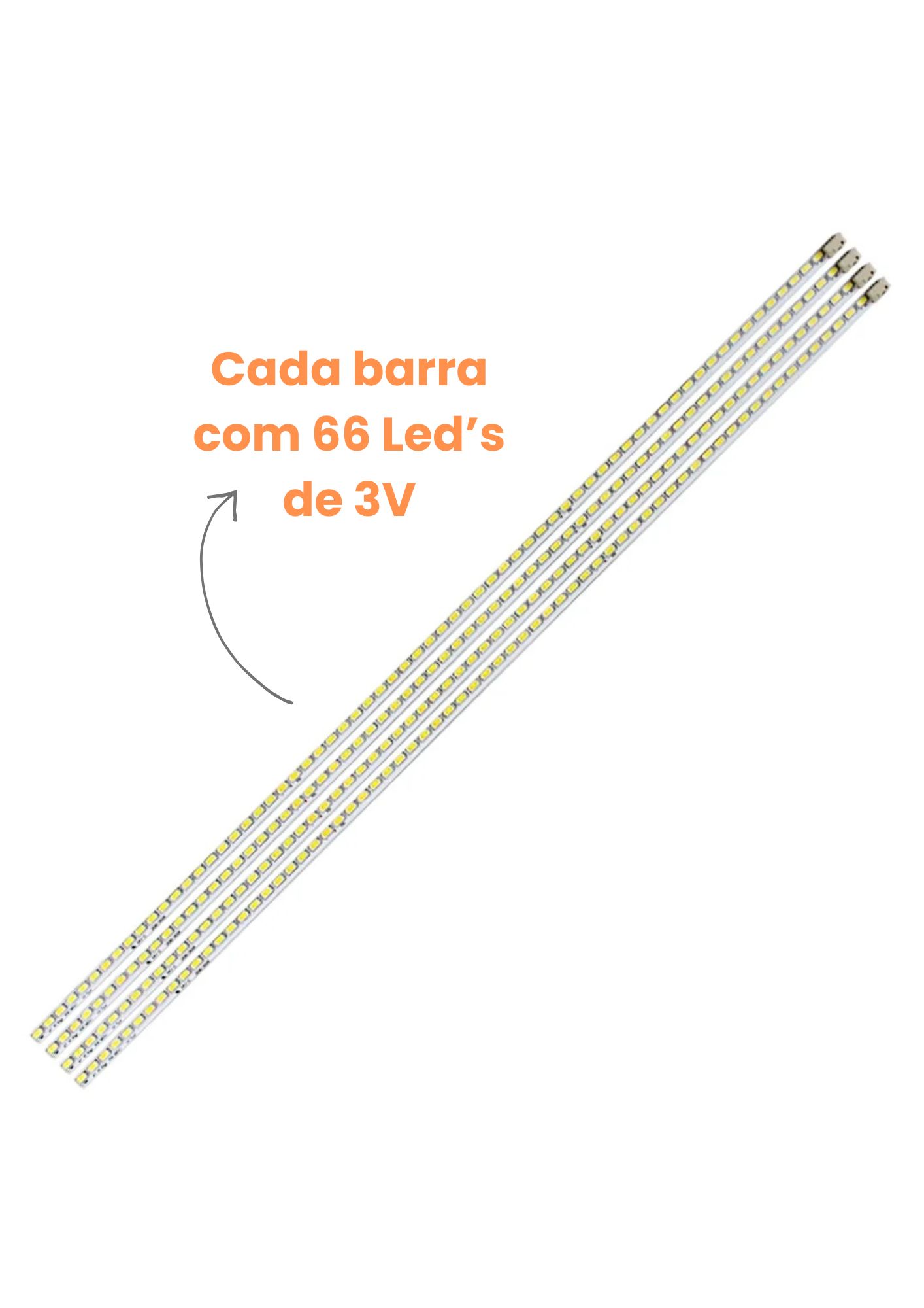 Barra LED LG 47" 47LE5300 / 47LE4600 / 47LE5500 / 47LX6500 - 4 Barras 66 Led's 3V - Imagem 3
