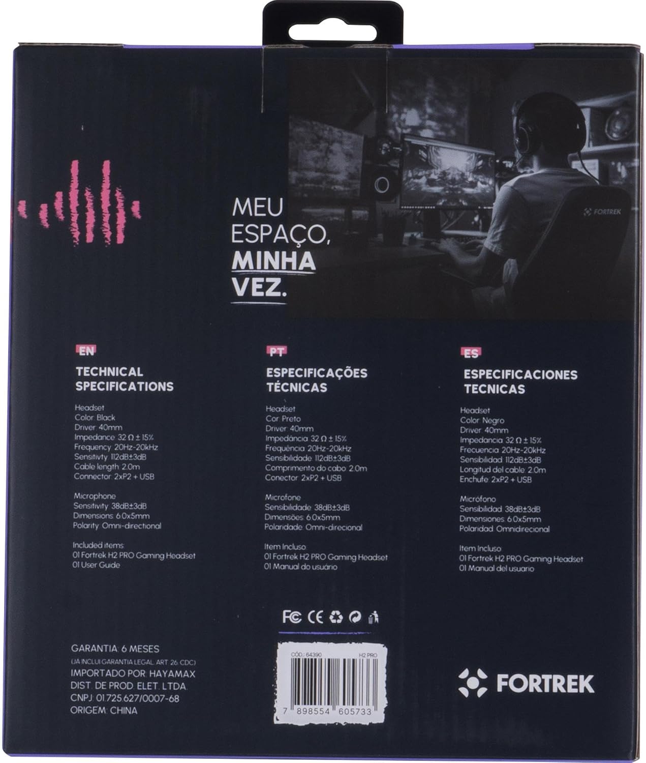 Headset Gamer Pro H2 – P3 / Áudio Imersivo com LED Azul - Imagem 5