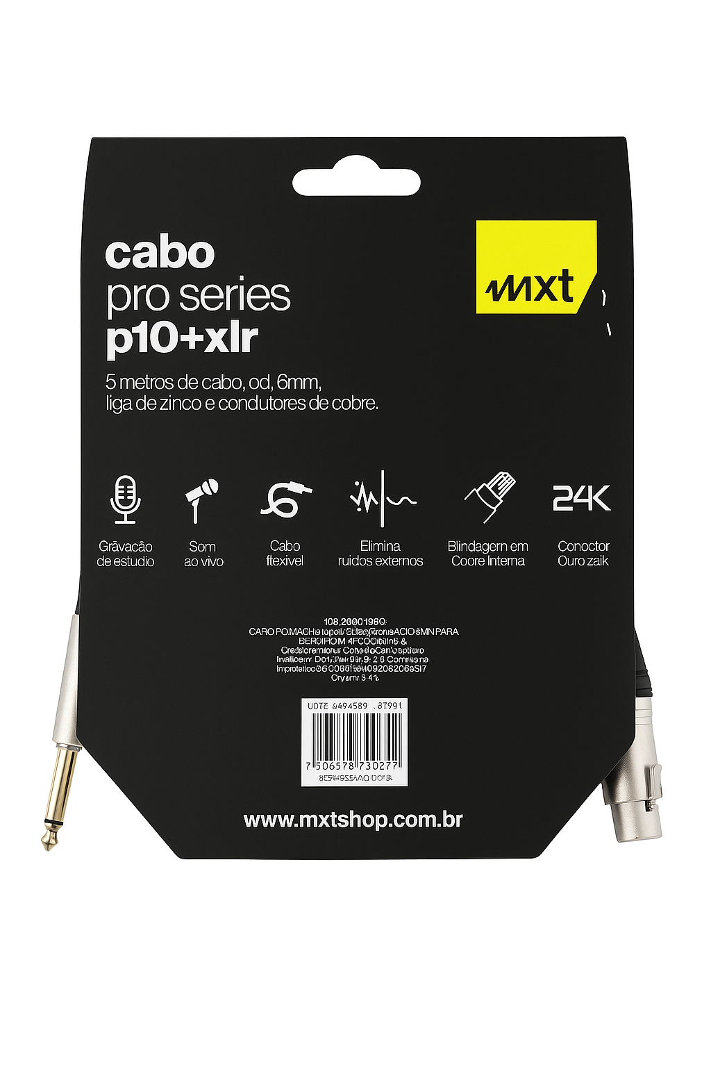 Cabo XLR(F) x P10 c/ 5 Metros - MXT Pro Series - Imagem 3