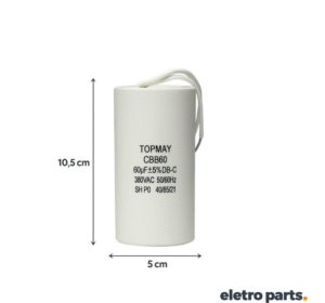 Capacitor ACV 60µF 380VAC – CBB60 Motor, Bomba, Compressor – 2 Fios