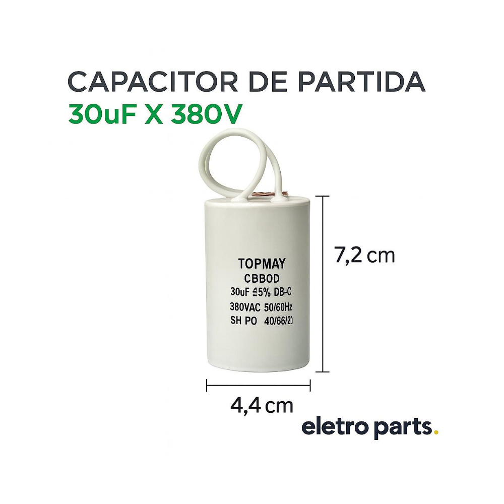 Capacitor ACV 30µF 380VAC – CBB60 Motor/Partida - Imagem 2